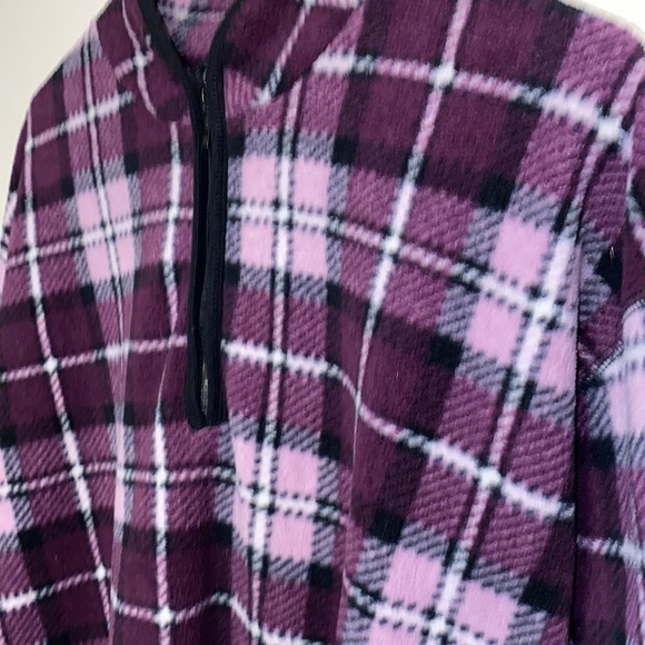 Crossroads Woman 1X Purple White Plaid Half Zip Up Sweater - Picture 12 of 13